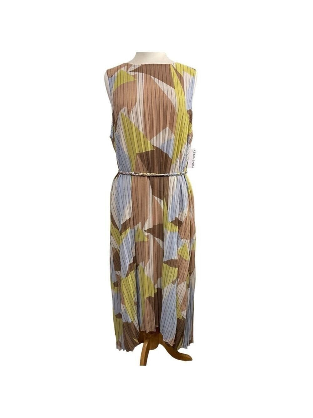 Women's Nine West Sleeveless Pleated Midi Dress Size XL‎ NWT